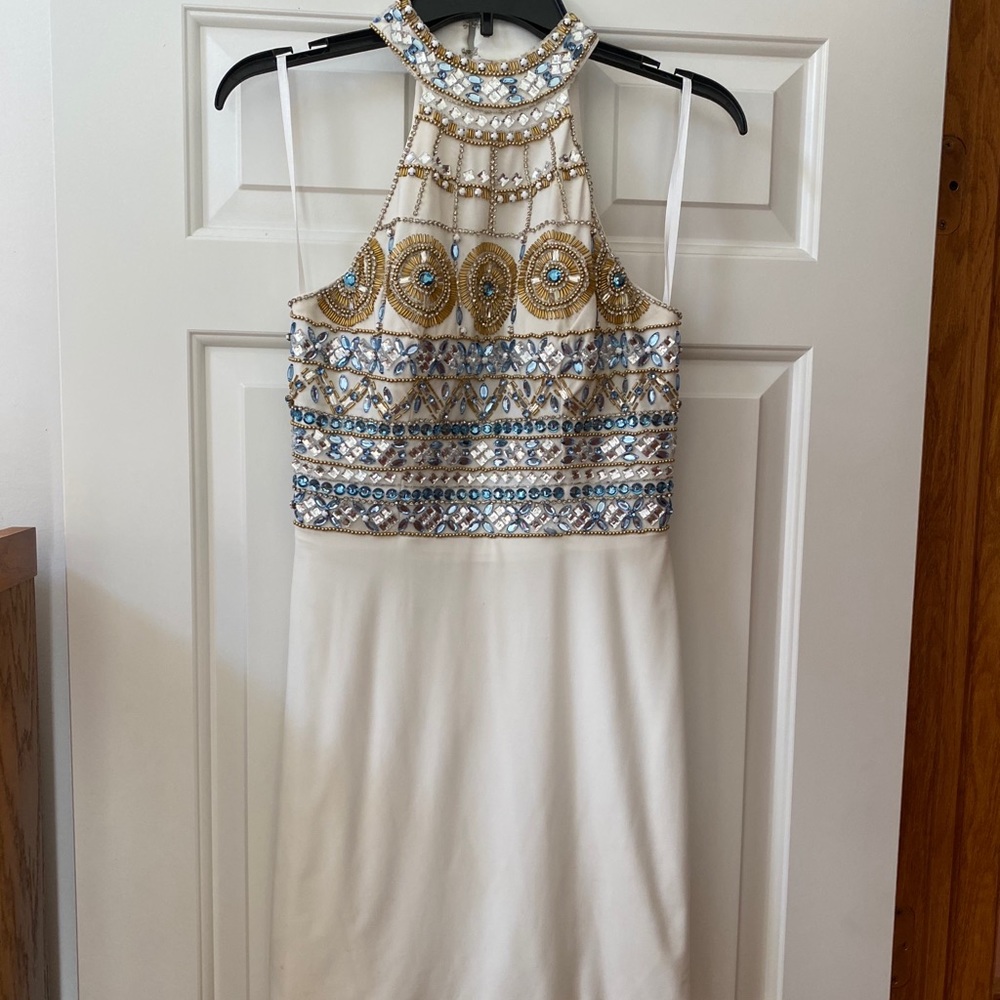 White high necked homecoming dress